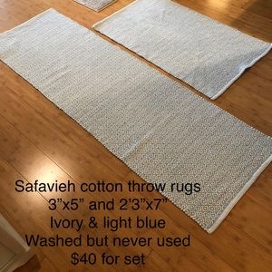 Throw rug set - cotton, light blue & ivory